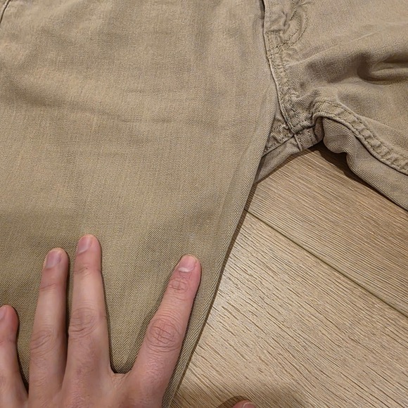 Levis 505 Jeans Mens 32x32 Tan Khaki Regular Fit Straight Leg White Tab - Picture 8 of 14